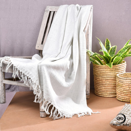Pearl White Hand-Woven Throw