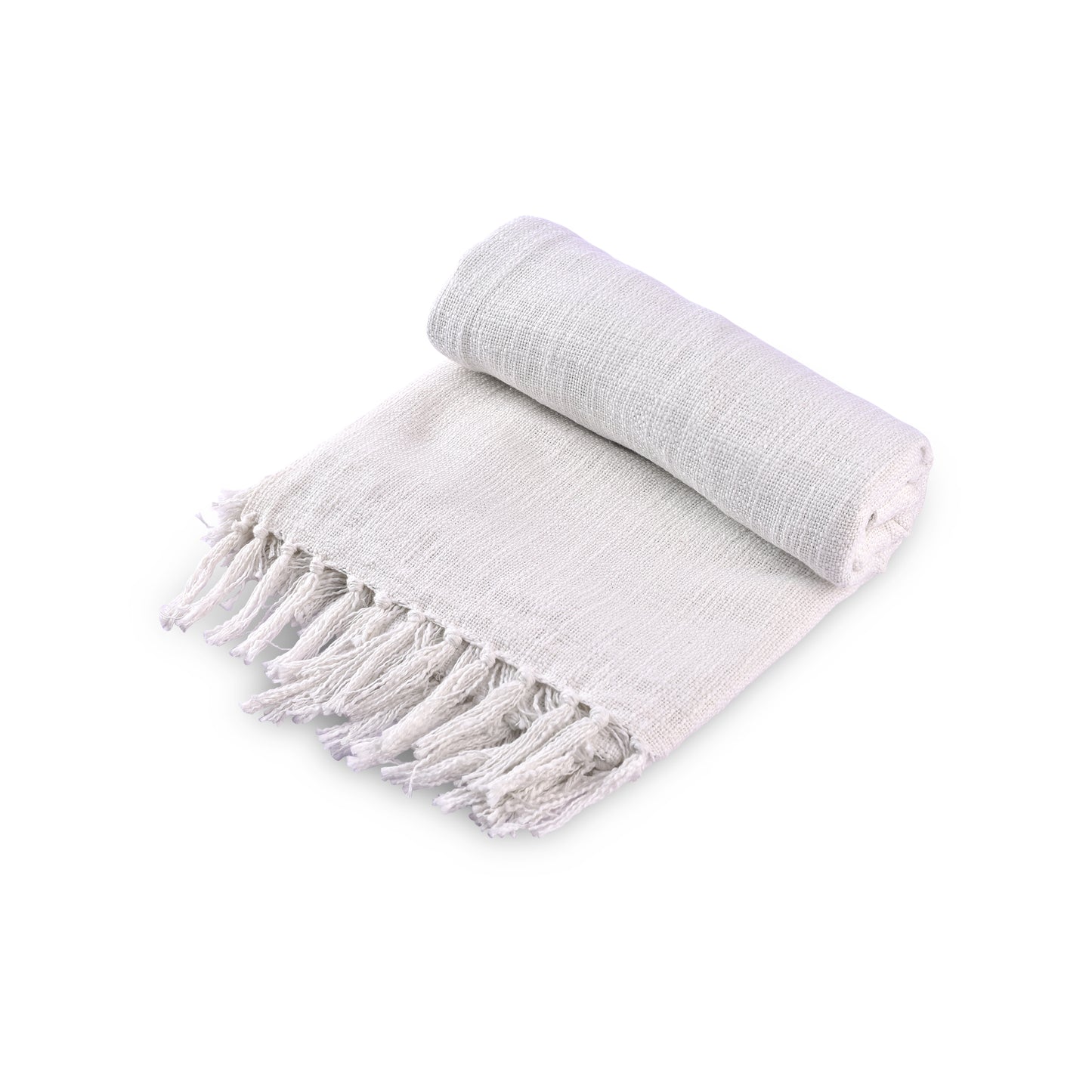 Pearl White Hand-Woven Throw