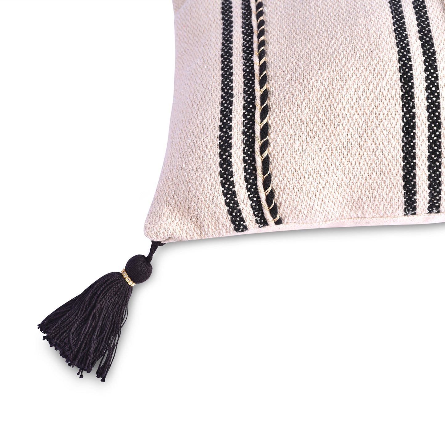 Avorio Black Lumbar Cotton Cushion Cover
